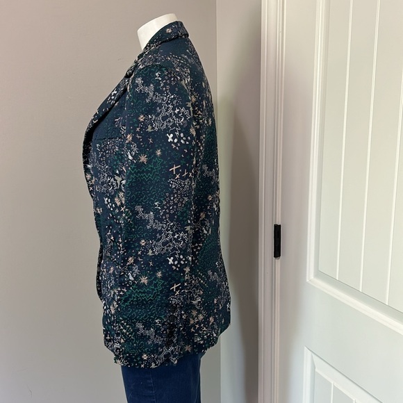 ZADIG and VOLTAIRE Viking Jacquard Glam Blazer Jacket Single Button Green Blue - Picture 7 of 16